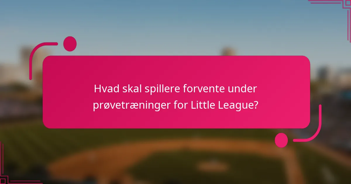 Hvad skal spillere forvente under prøvetræninger for Little League?